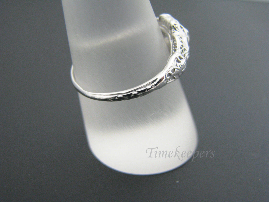 a515 Stunning Vintage Filigree Diamond Ring in 18k White Gold 1920's Size 8.5