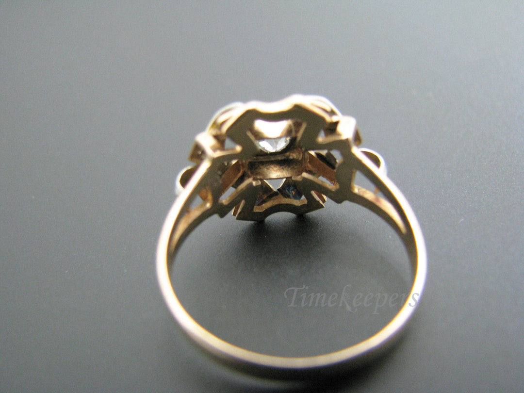 a843 Vintage Solitaire Diamond Ring 18k Yellow Gold White Gold Accents Size 8