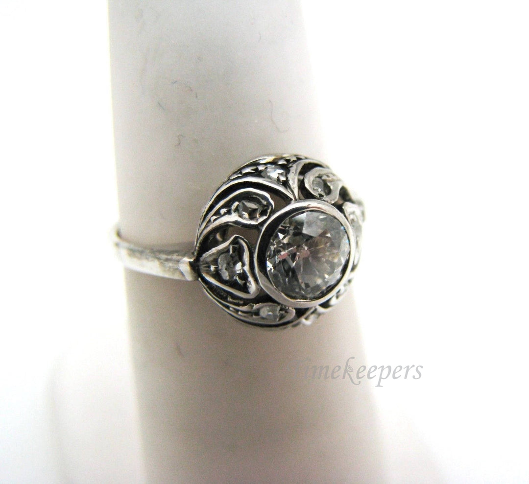 a838 Vintage Beautiful Diamond Ring in 10k White Gold Size 5