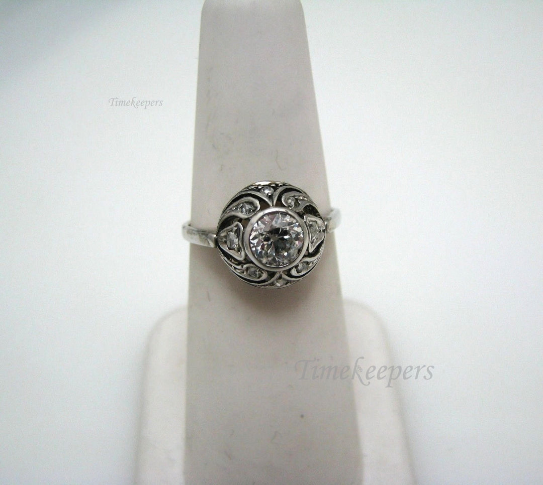 a838 Vintage Beautiful Diamond Ring in 10k White Gold Size 5
