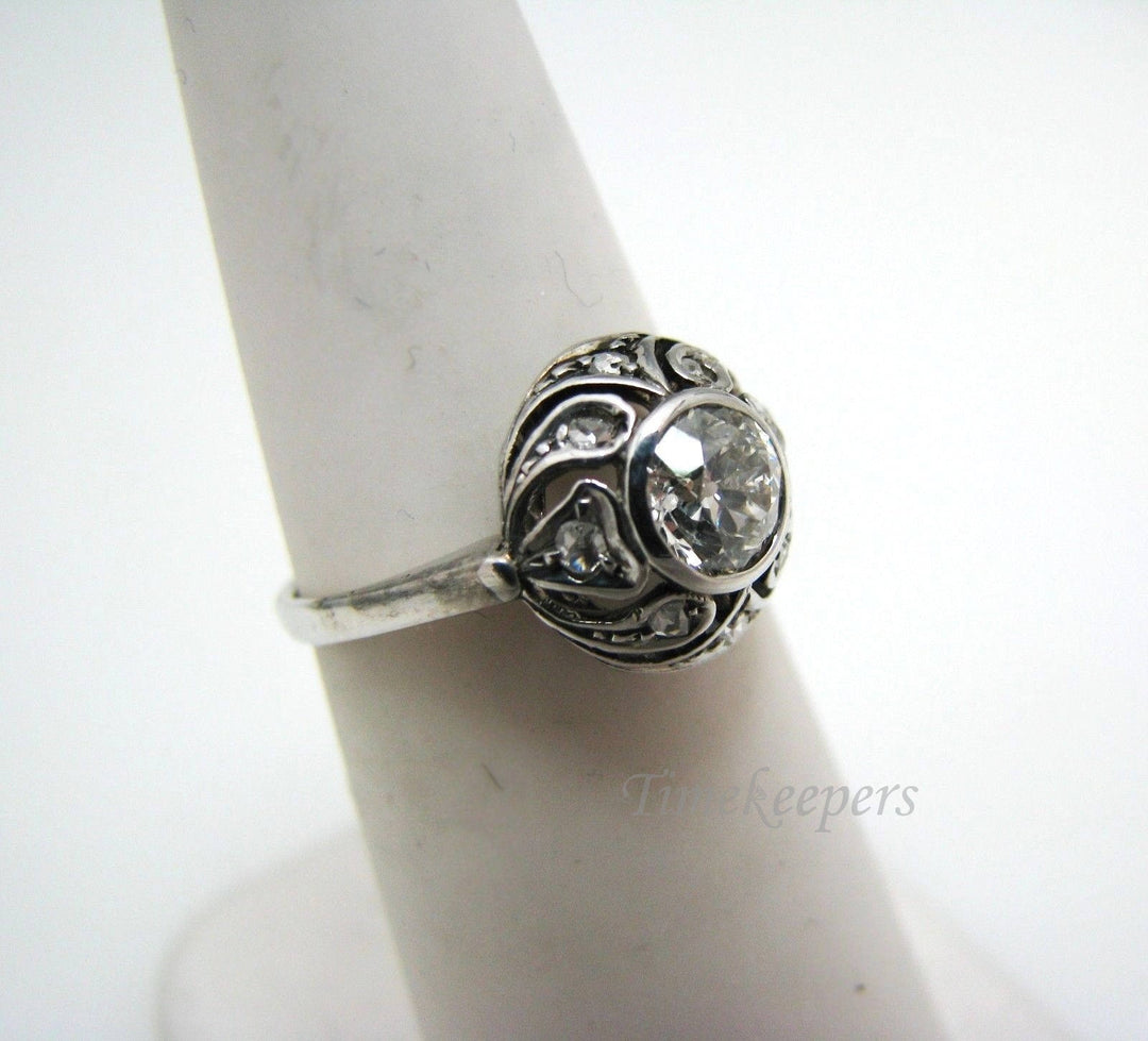 a838 Vintage Beautiful Diamond Ring in 10k White Gold Size 5