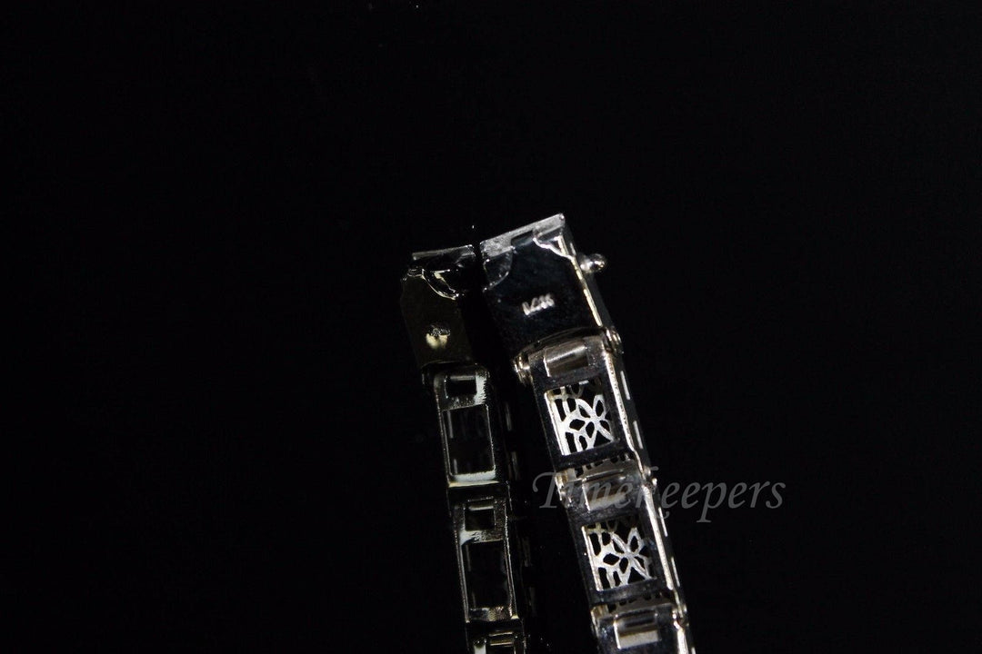 a174 Vintage 1920s Diamond and Marquise Emeralds Bracelet in 14K White Gold