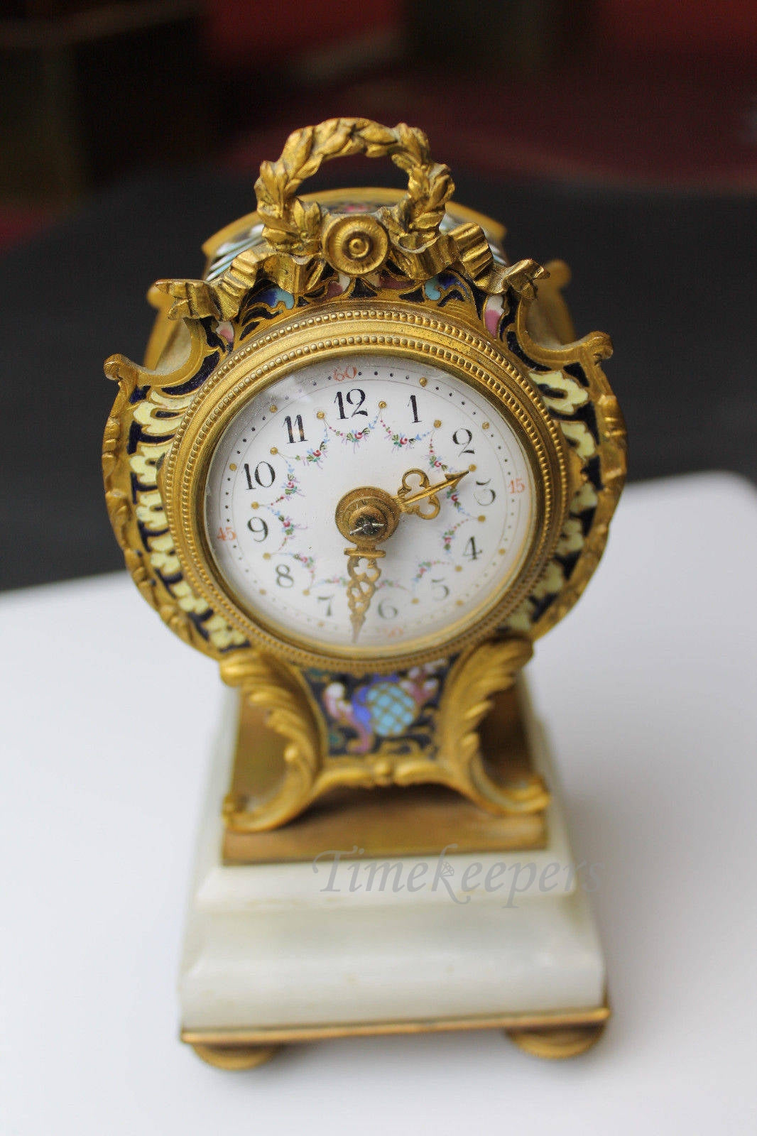 a1050 Gorgeous Vintage French Miniature 8 day Mantel Table Clock