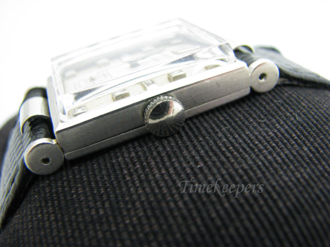 b054 Vintage 1940's Glycine Watch in Platinum with Diamond Markers