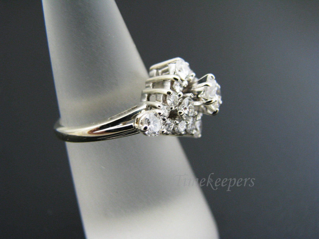 a355 Vintage Stunning Multi Diamond Ring in 14k White Gold TCW 1.5 Size 6