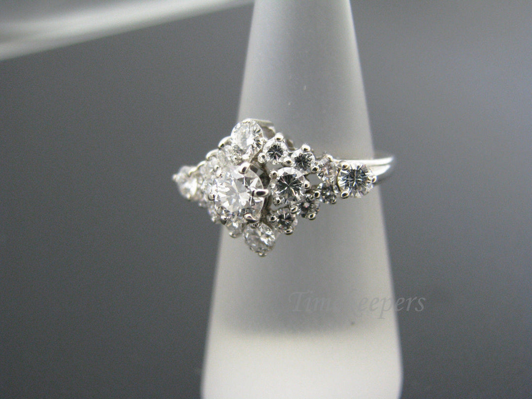 a355 Vintage Stunning Multi Diamond Ring in 14k White Gold TCW 1.5 Size 6
