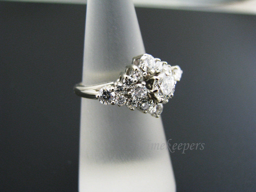 a355 Vintage Stunning Multi Diamond Ring in 14k White Gold TCW 1.5 Size 6
