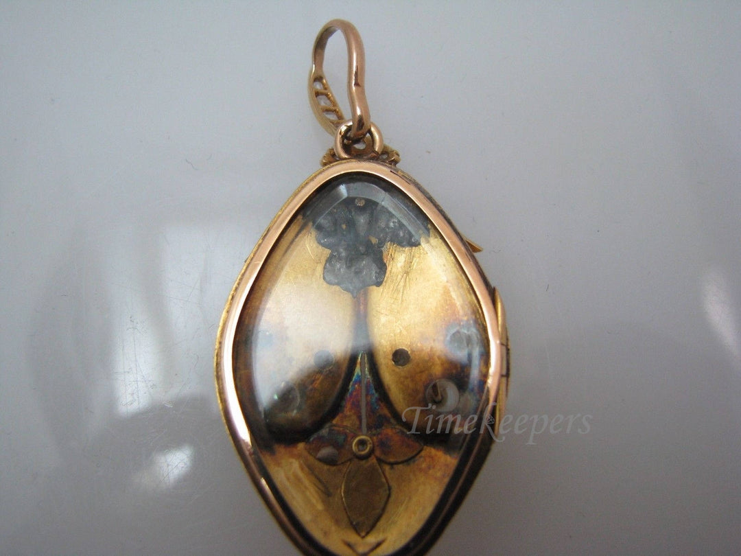 a730 Amazing 14k Yellow Gold Tear Drop Locket with Diamonds & Pearls