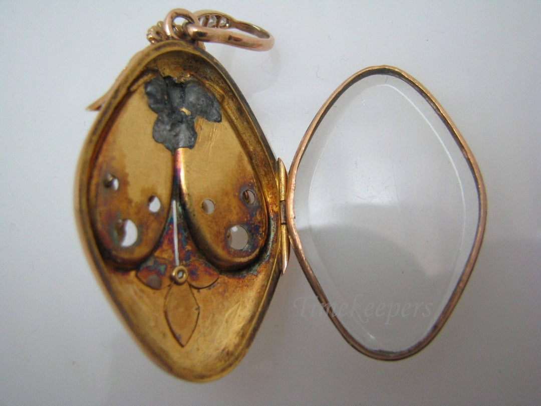 a730 Amazing 14k Yellow Gold Tear Drop Locket with Diamonds & Pearls