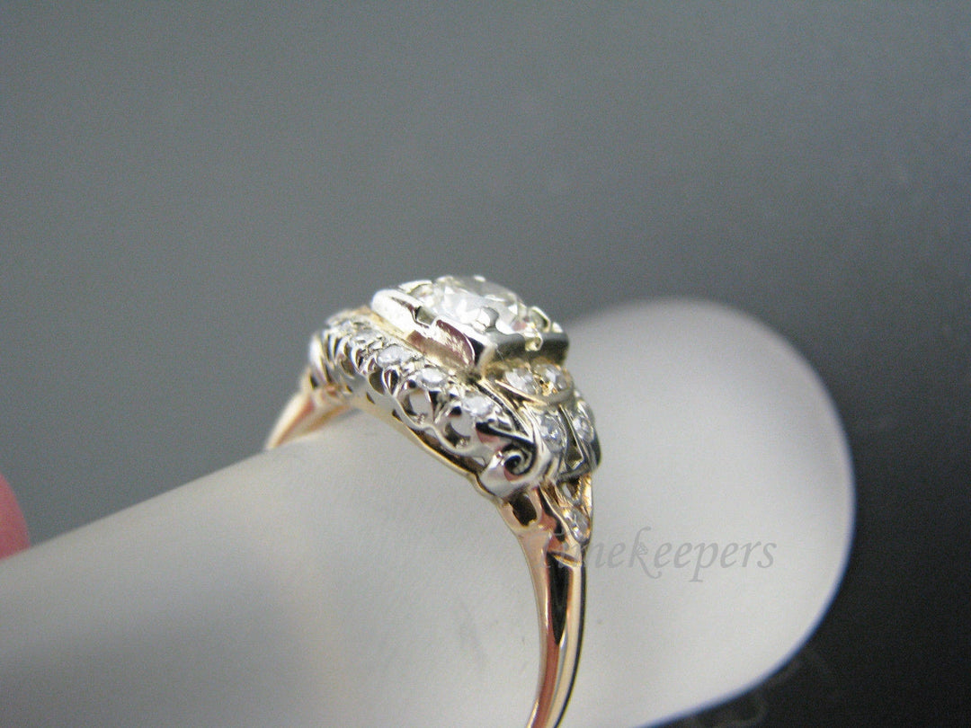 a869 Gorgeous Vintage Multi diamond Ring in 14k-18k White & Yellow gold