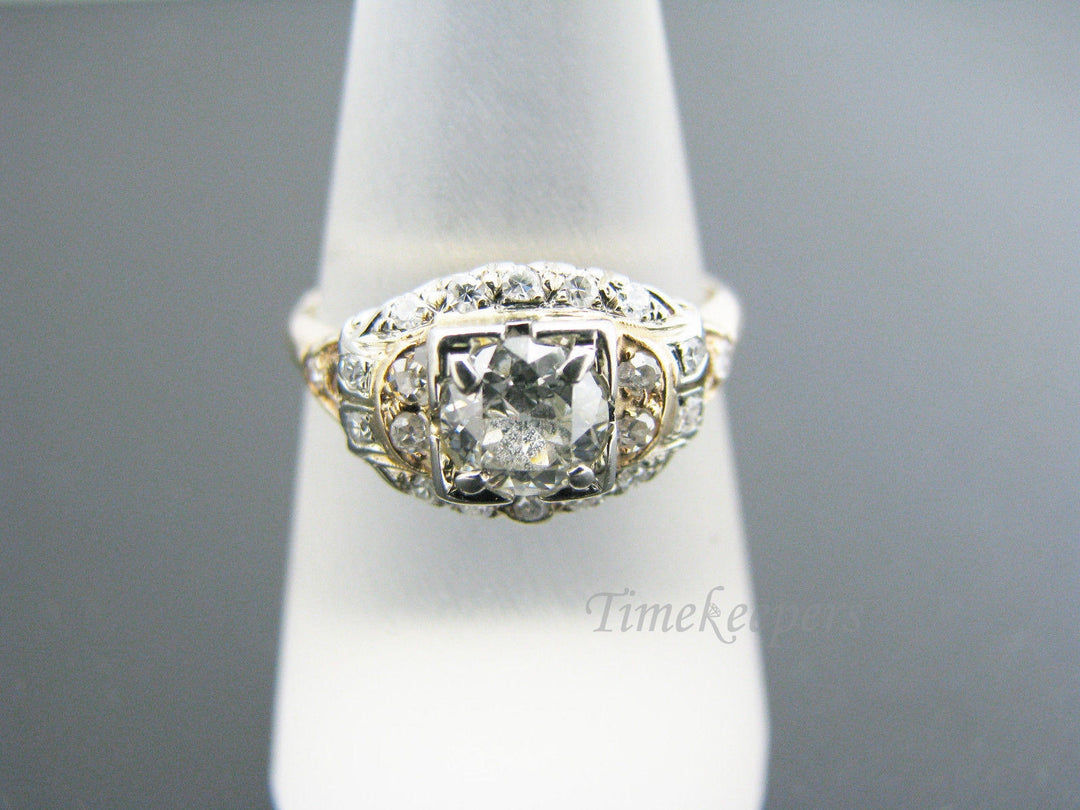 a869 Gorgeous Vintage Multi diamond Ring in 14k-18k White & Yellow gold