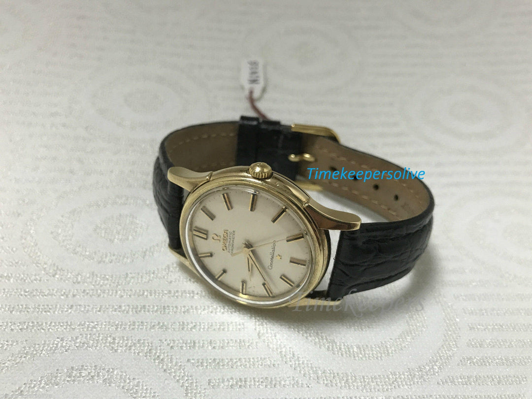 b020 Vintage Original 60s Omega Automatic Chronometer Constellation 14K Gold Swiss Watch