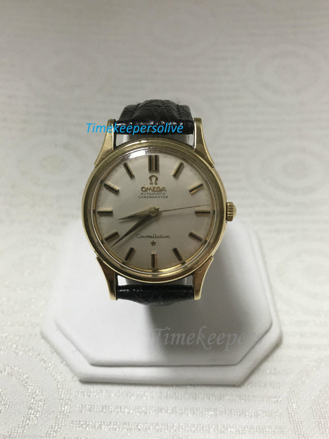 b020 Vintage Original 60s Omega Automatic Chronometer Constellation 14K Gold Swiss Watch