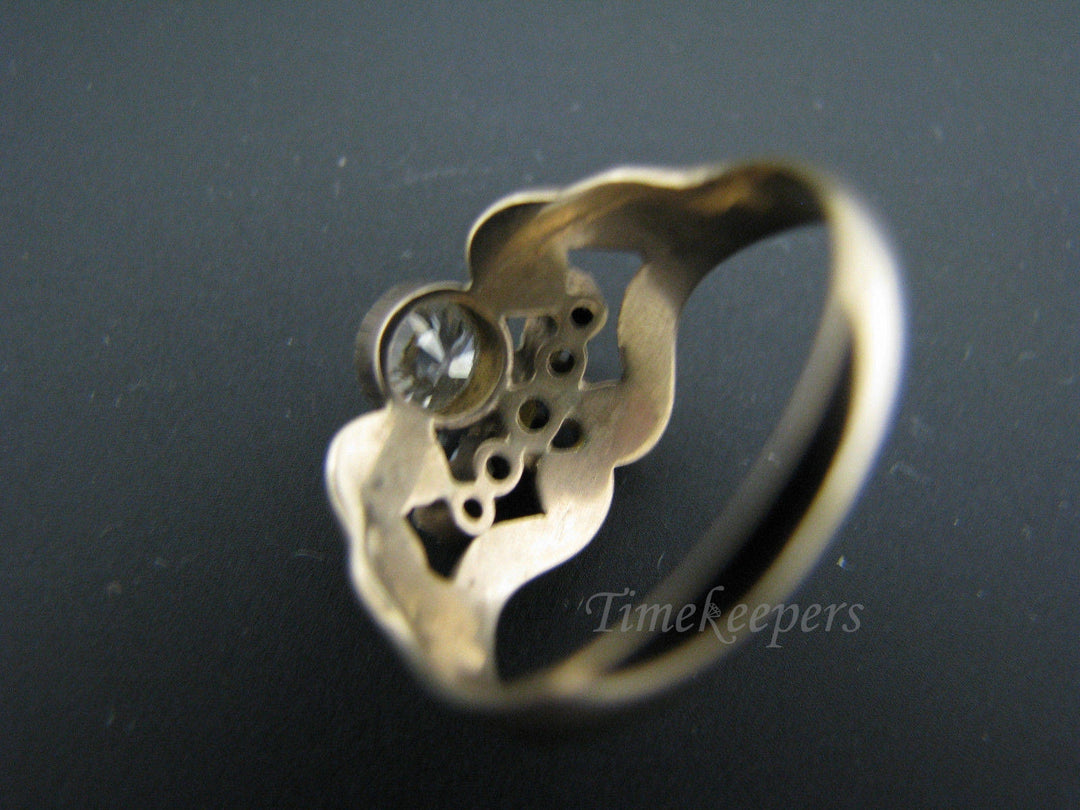 c504 Stunning Vintage Ring with Center Diamond and Seed Pearls in 10k YG