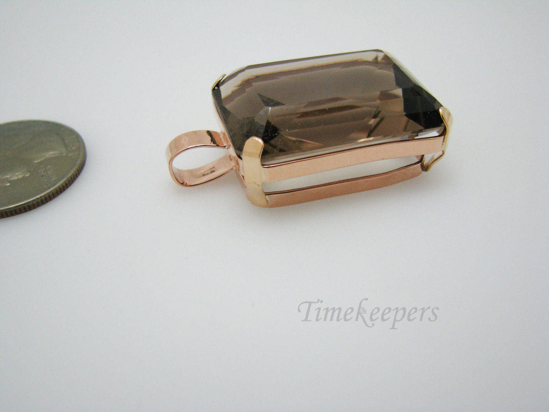 c516 Stunning Large Radiant Cut Smoky Quartz in Rose and Yellow Gold Mounting 14k