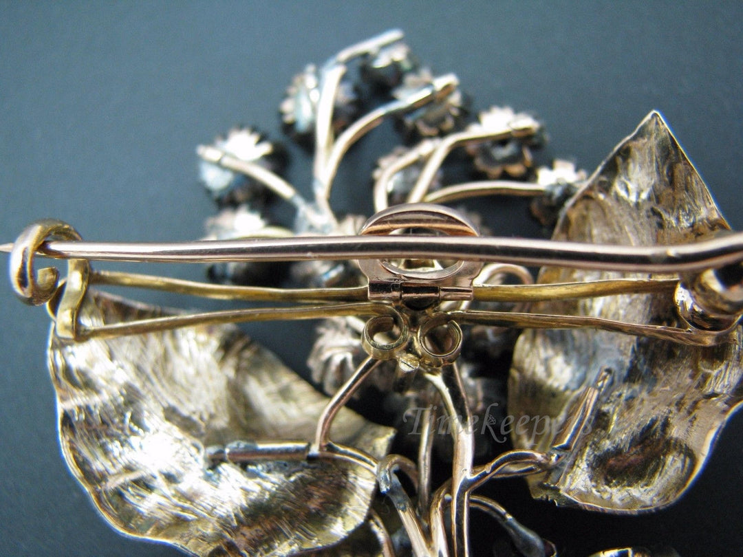 a734 Vintage Pin Brooch Pendant from 1890 - Ruby Flower Bouquet