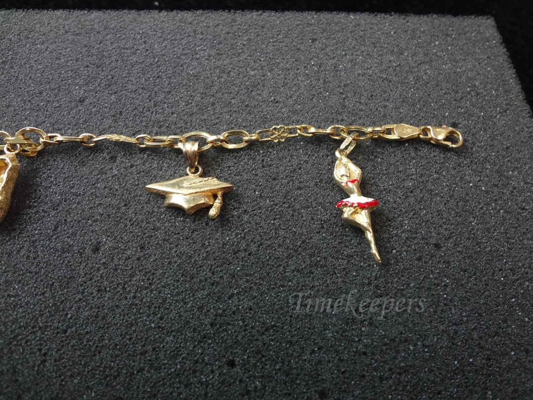 a550 Vintage Lovely 18K Gold Women's Charm Bracelet with 4 Ballet Charms