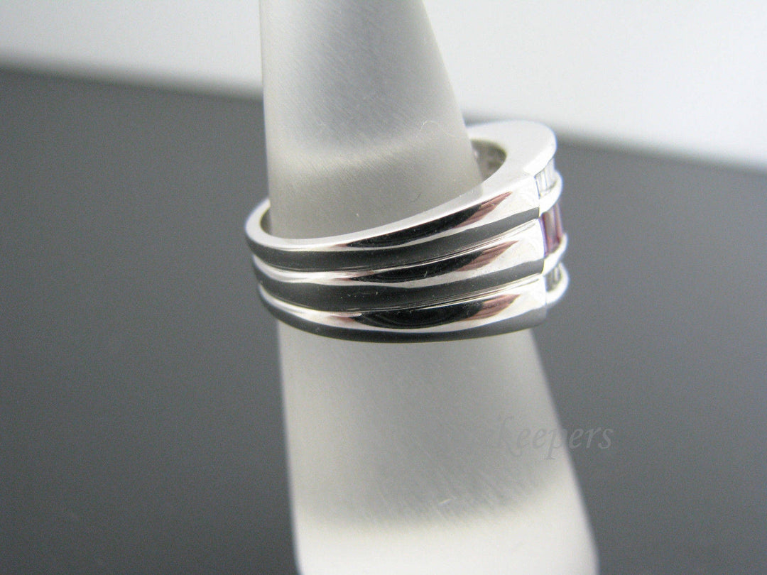 a351 Gorgeous Authentic Ruby Diamond Wedding Band 14k White Gold Ring Size 5.5