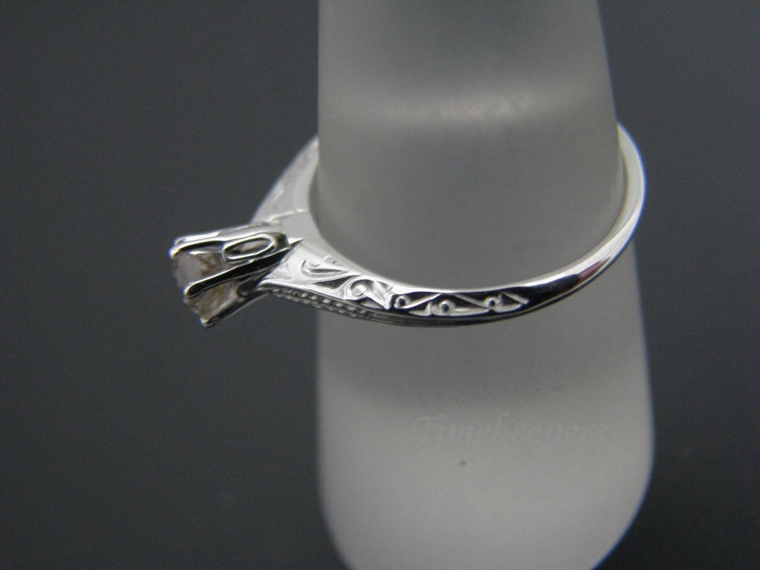 a516 Stunning Vintage Solitaire Diamond Ring 18k White Gold 1930's Size 6.5 Band