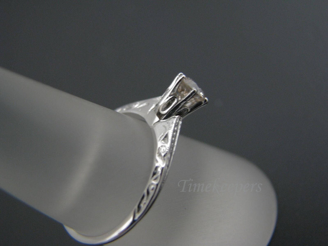 a516 Stunning Vintage Solitaire Diamond Ring 18k White Gold 1930's Size 6.5 Band