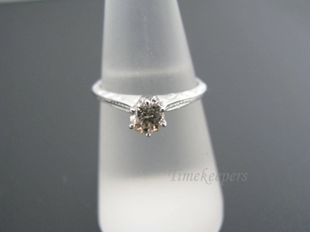 a516 Stunning Vintage Solitaire Diamond Ring 18k White Gold 1930's Size 6.5 Band