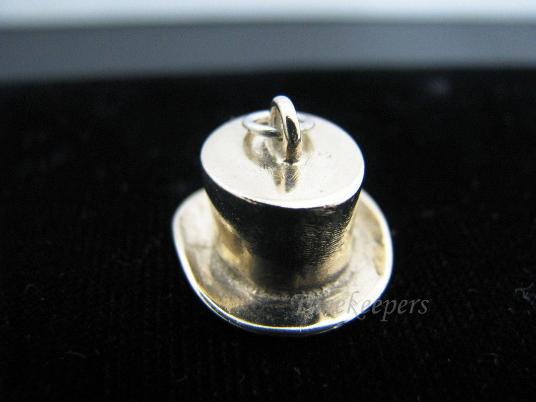 a759 Cute 14k Yellow Gold Top Hat Charm or Pendant