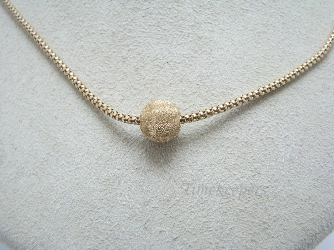 c606 Gorgeous Diamond Cut 14k Yellow Gold Ball Hung on 14k Yellow Gold Popcorn Chain