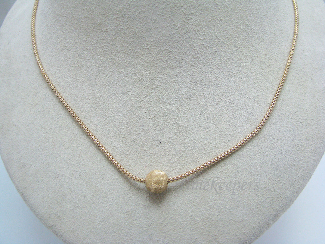 c606 Gorgeous Diamond Cut 14k Yellow Gold Ball Hung on 14k Yellow Gold Popcorn Chain