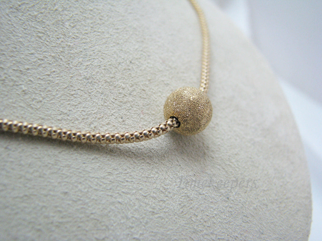 c606 Gorgeous Diamond Cut 14k Yellow Gold Ball Hung on 14k Yellow Gold Popcorn Chain