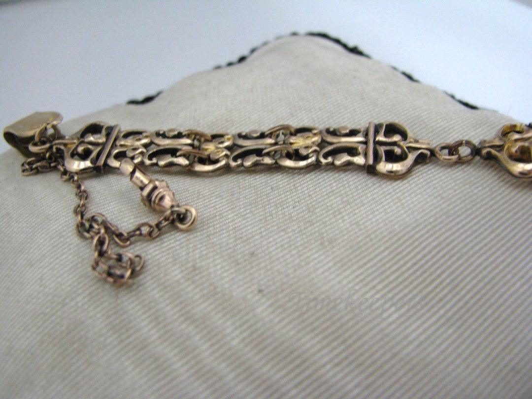 c383 10K Vintage (3) Filigree Link Fob w/ Pocket Watch Chain on Waist clip and Signet