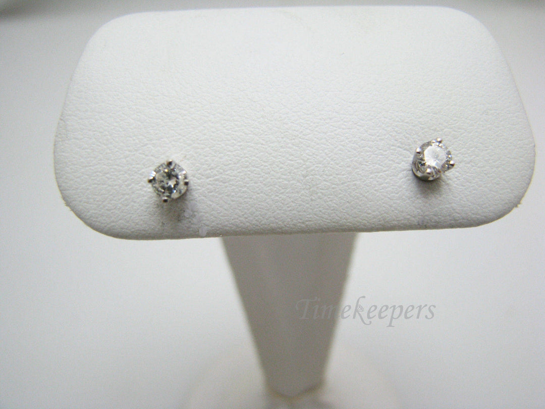 a370 Vintage Classic Splendid Diamond Stud Earrings 14k White Gold at .30 TCW