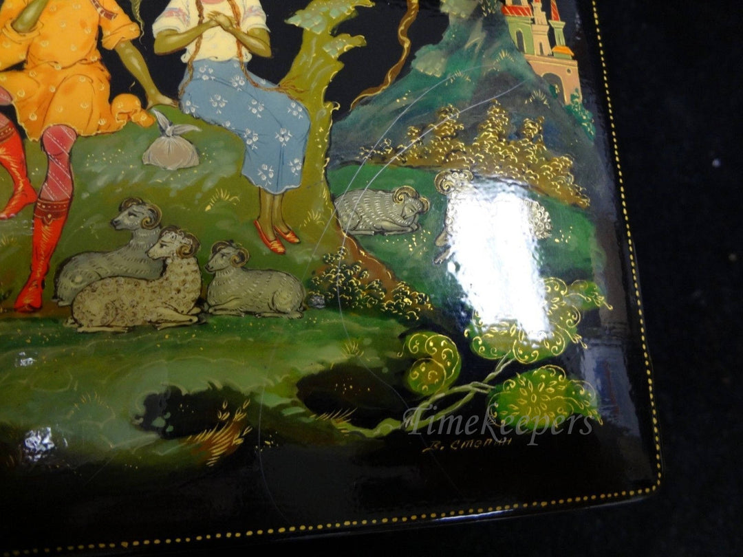 c112 Russian Original Palekh Tradition Wood Painted Lacquer Box 1969 Unique