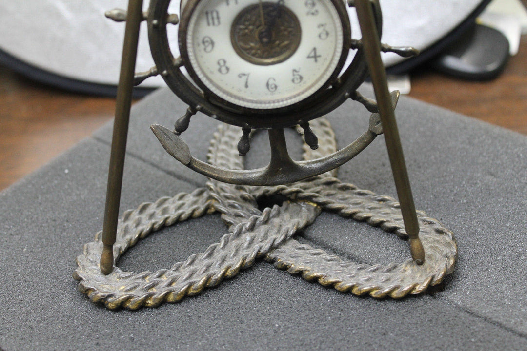a279 Vintage Miniature Nautical Clock w/ Stand