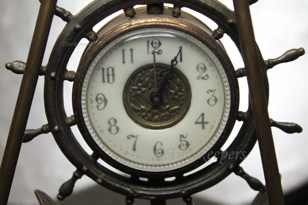a279 Vintage Miniature Nautical Clock w/ Stand