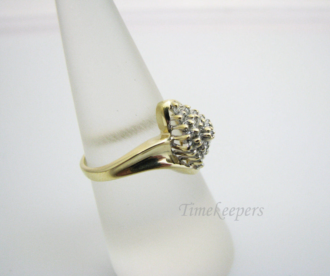 c003 Marvelous 10k Yellow Gold Multi Diamond Cluster Ring