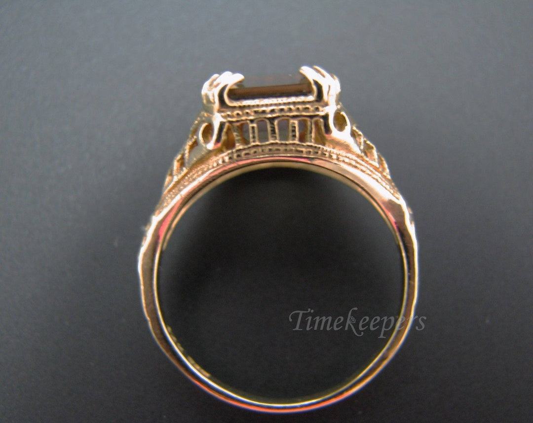 c664 Beautiful 14k Yellow Gold Ring with a Lovely emerald Cut Smokey Quartz