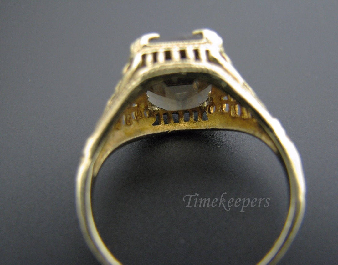 c664 Beautiful 14k Yellow Gold Ring with a Lovely emerald Cut Smokey Quartz