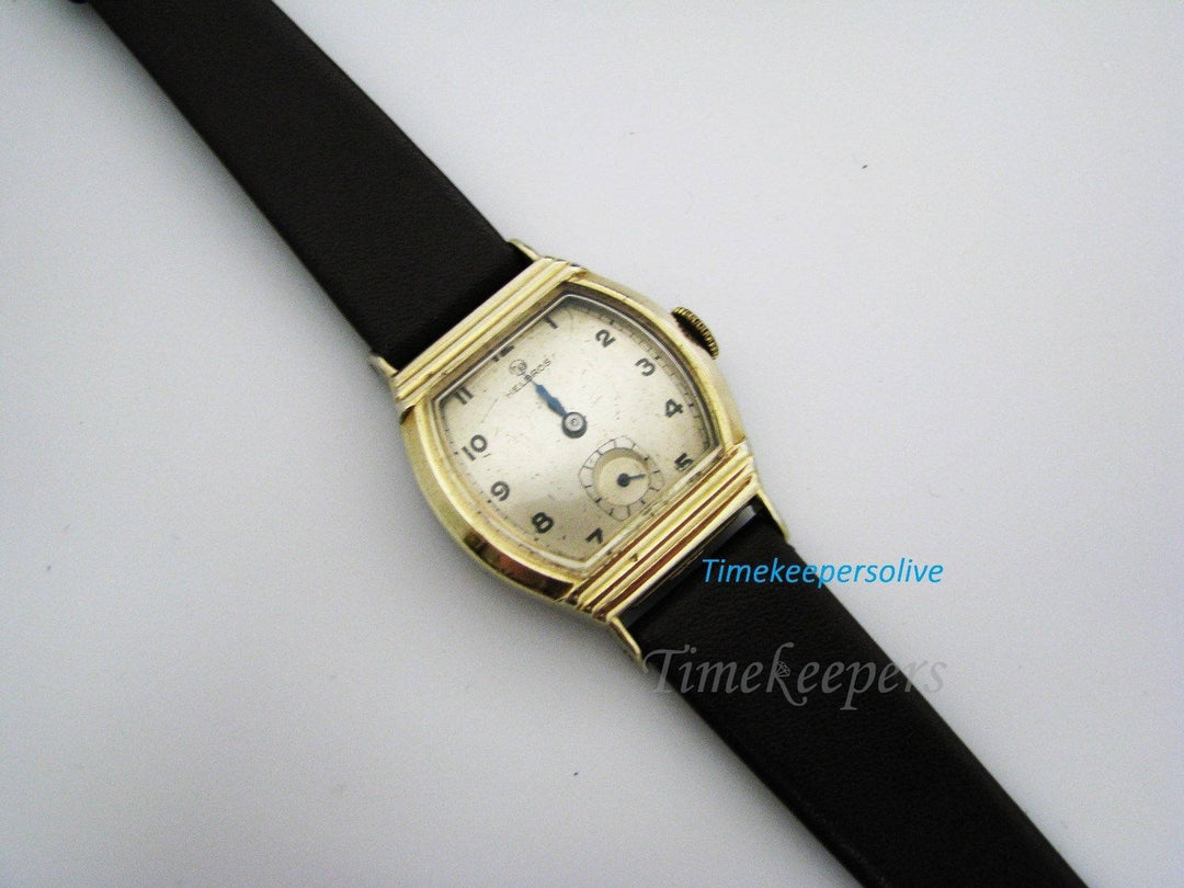 a216 Vintage Elegant Helbros 7J 10k Gold Plate &amp; Stainless Steel Wrist Watch
