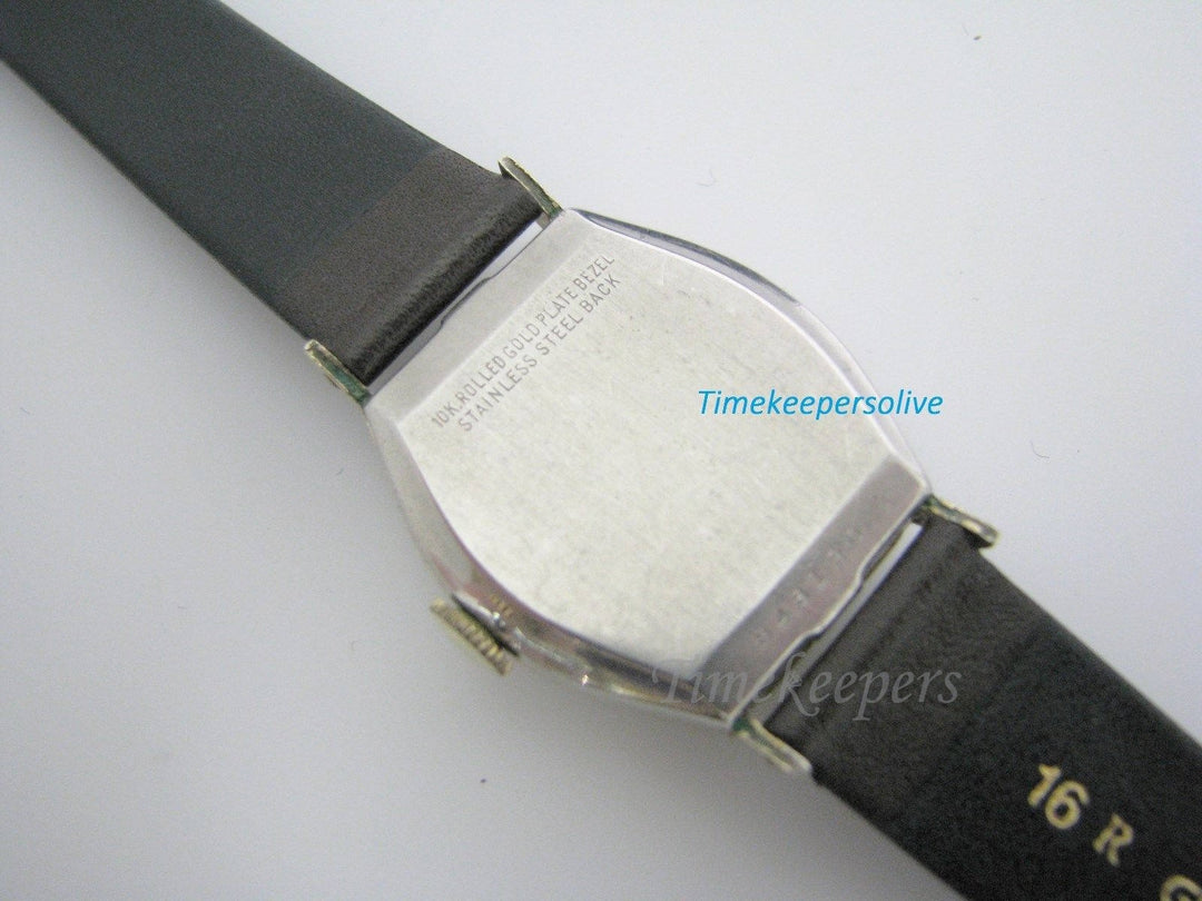 a216 Vintage Elegant Helbros 7J 10k Gold Plate &amp; Stainless Steel Wrist Watch