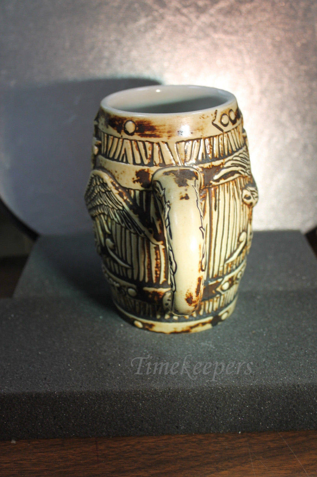 c669 Budweiser A and Eagle Barrel Stein Ceramarte