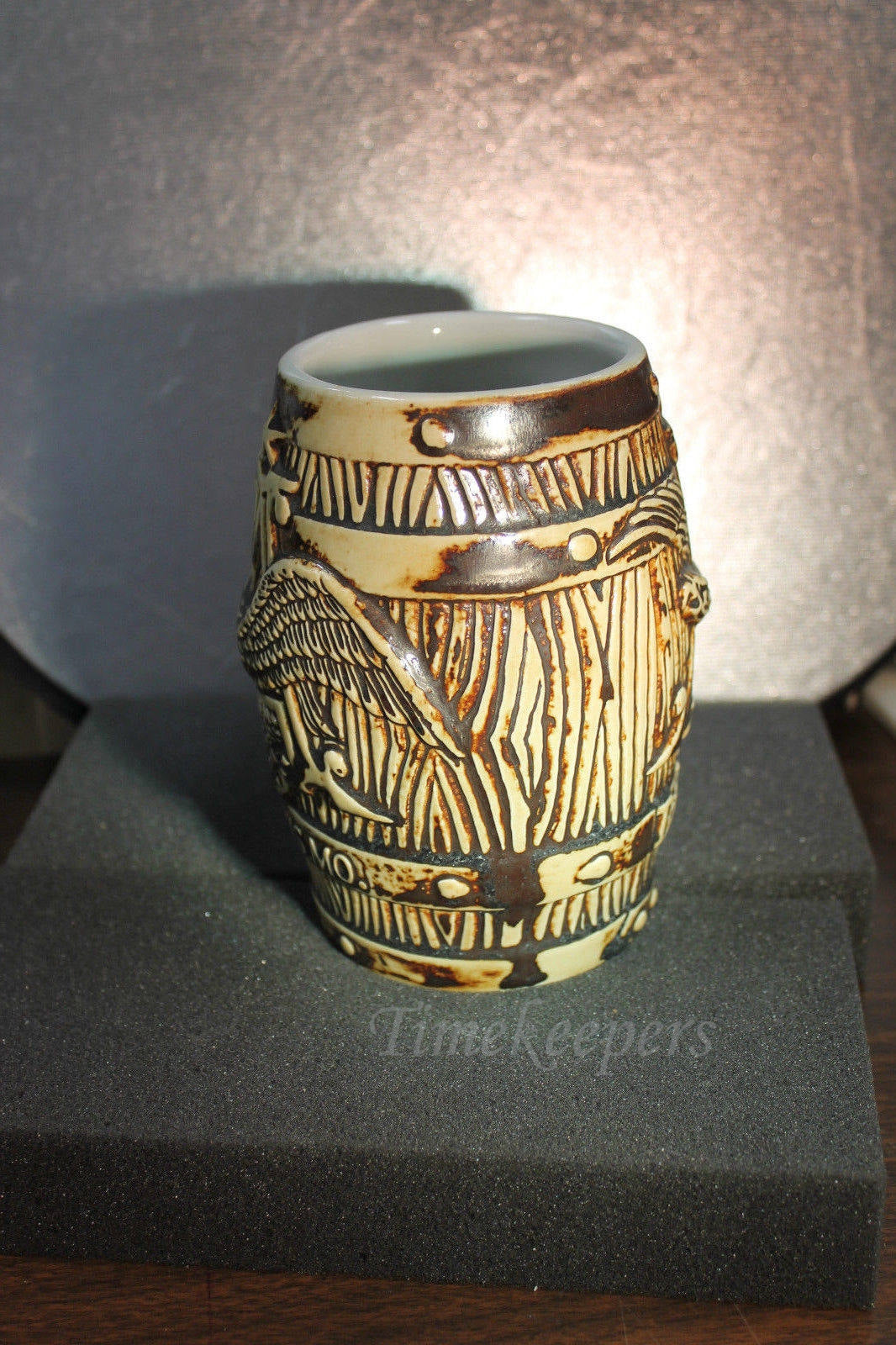 c669 Budweiser A and Eagle Barrel Stein Ceramarte