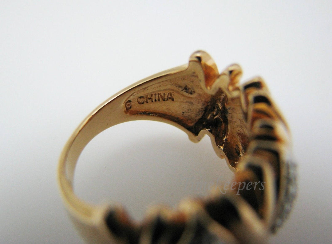 c365 Sterling Silver Ring Gold Washed with (3) Diamond Sets with White Diamond Chips