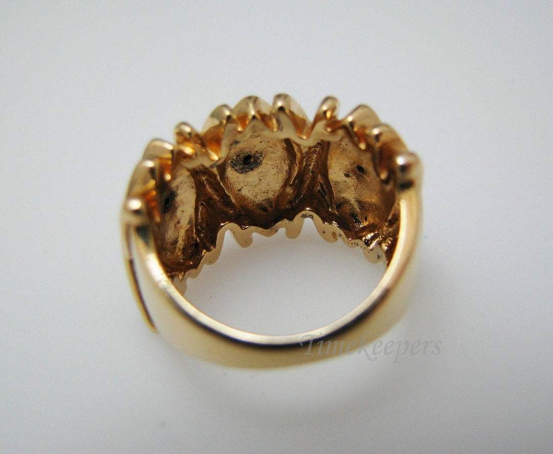 c365 Sterling Silver Ring Gold Washed with (3) Diamond Sets with White Diamond Chips