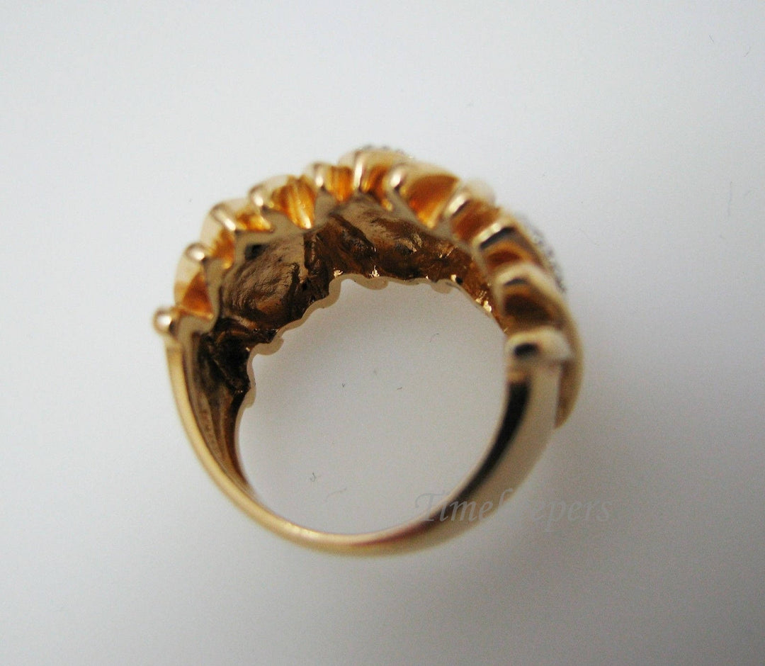 c365 Sterling Silver Ring Gold Washed with (3) Diamond Sets with White Diamond Chips