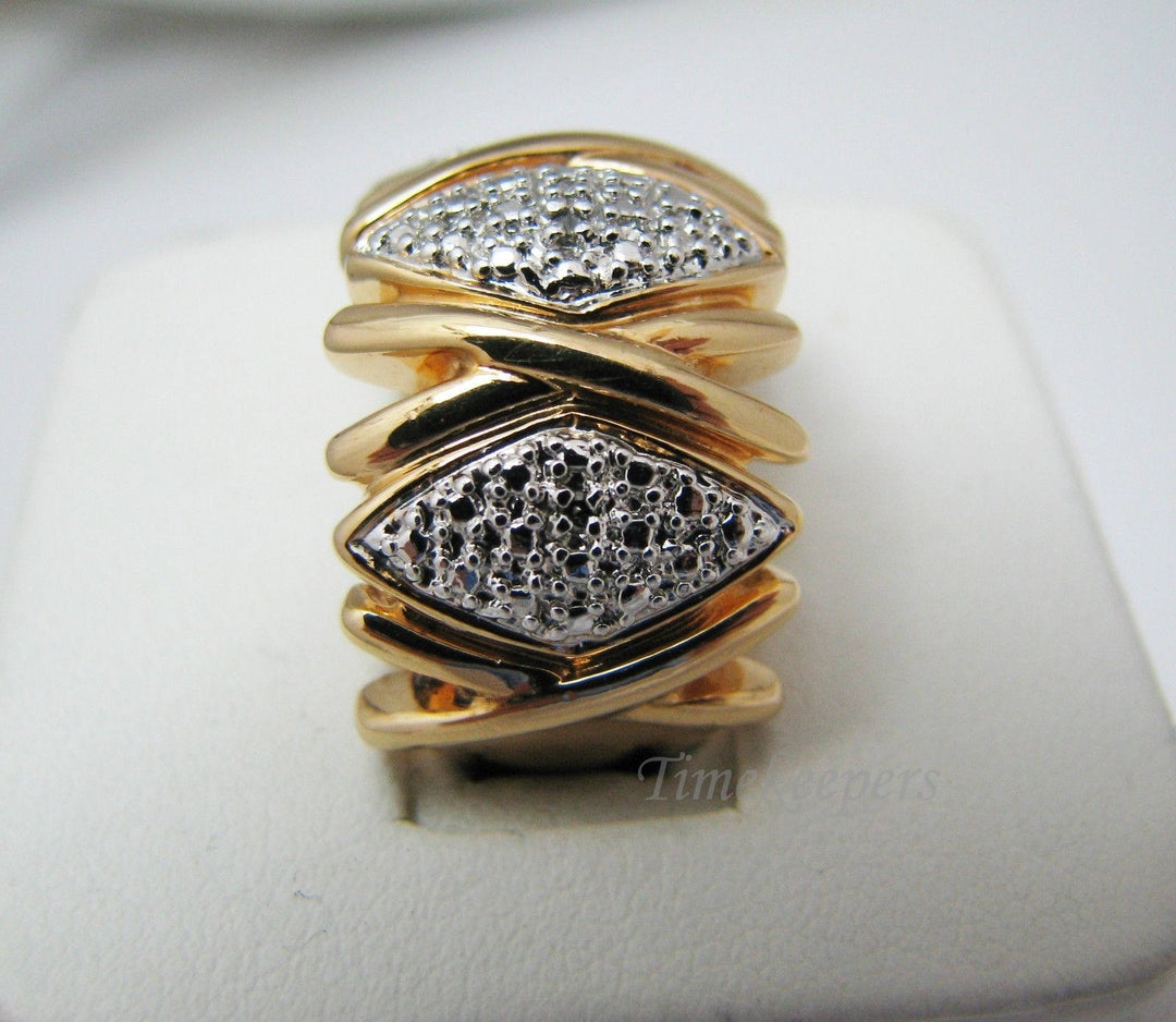 c365 Sterling Silver Ring Gold Washed with (3) Diamond Sets with White Diamond Chips