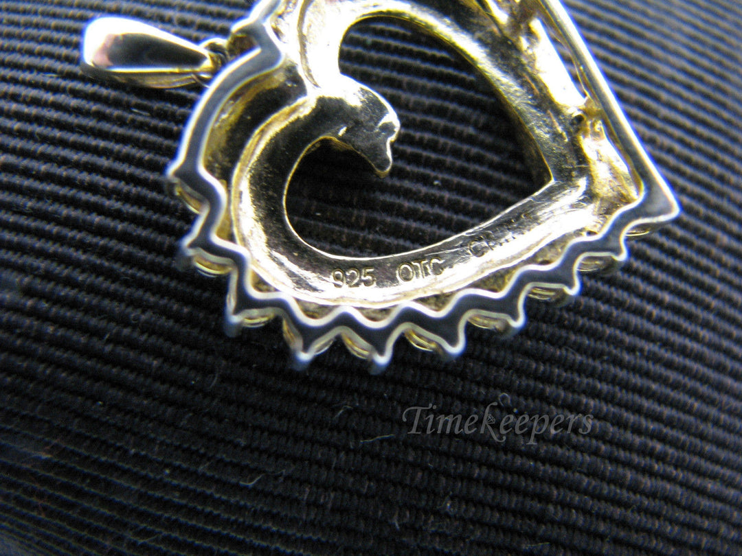 c422 Dazzling Heart Pendant in Sterling Silver with Gold Wash and Diamonds