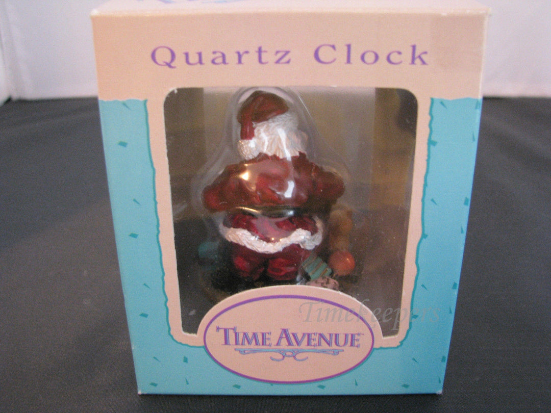 a312 Cute Santa Claus, Teddy, Presents &amp; Fireplace Miniature Clock in Resin