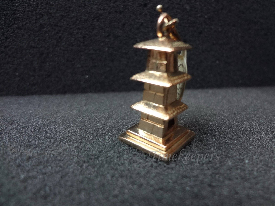 a706 Pretty 14k Yellow Gold (3) story Japanese Pagoda Charm or Pendant