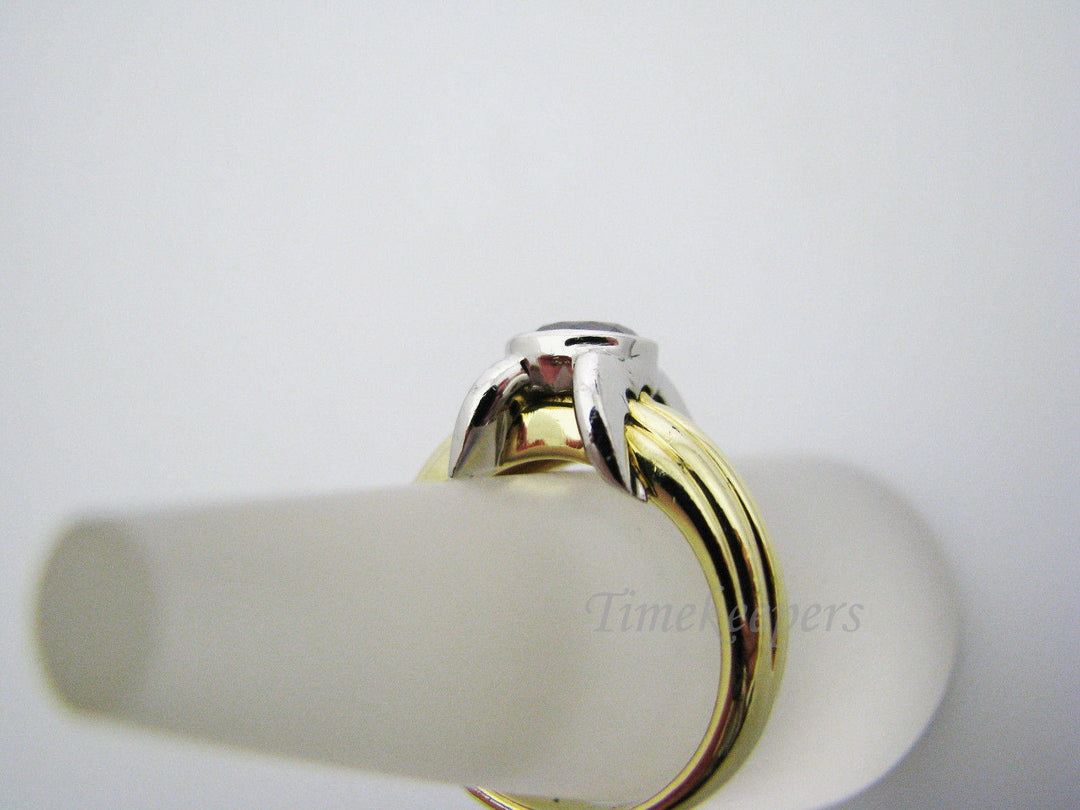 a887 Vintage Unique Henri Carre Two Tone Ruby Ring in 18k Gold Size 5.5