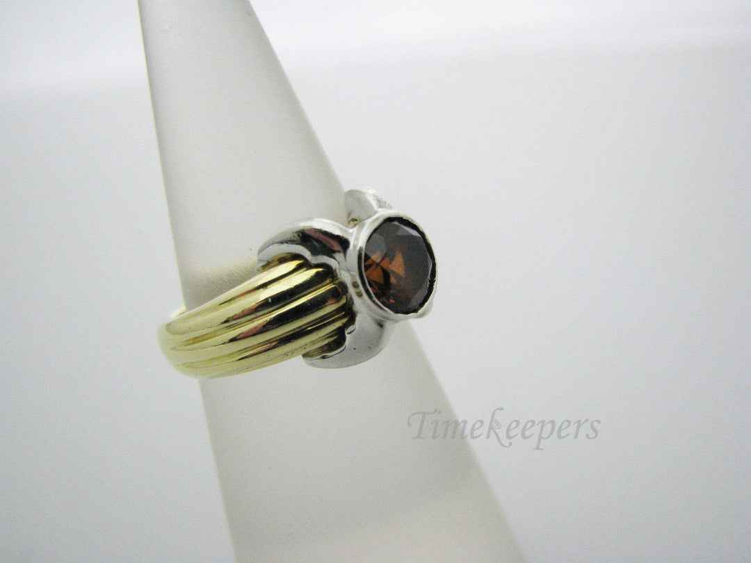 a887 Vintage Unique Henri Carre Two Tone Ruby Ring in 18k Gold Size 5.5